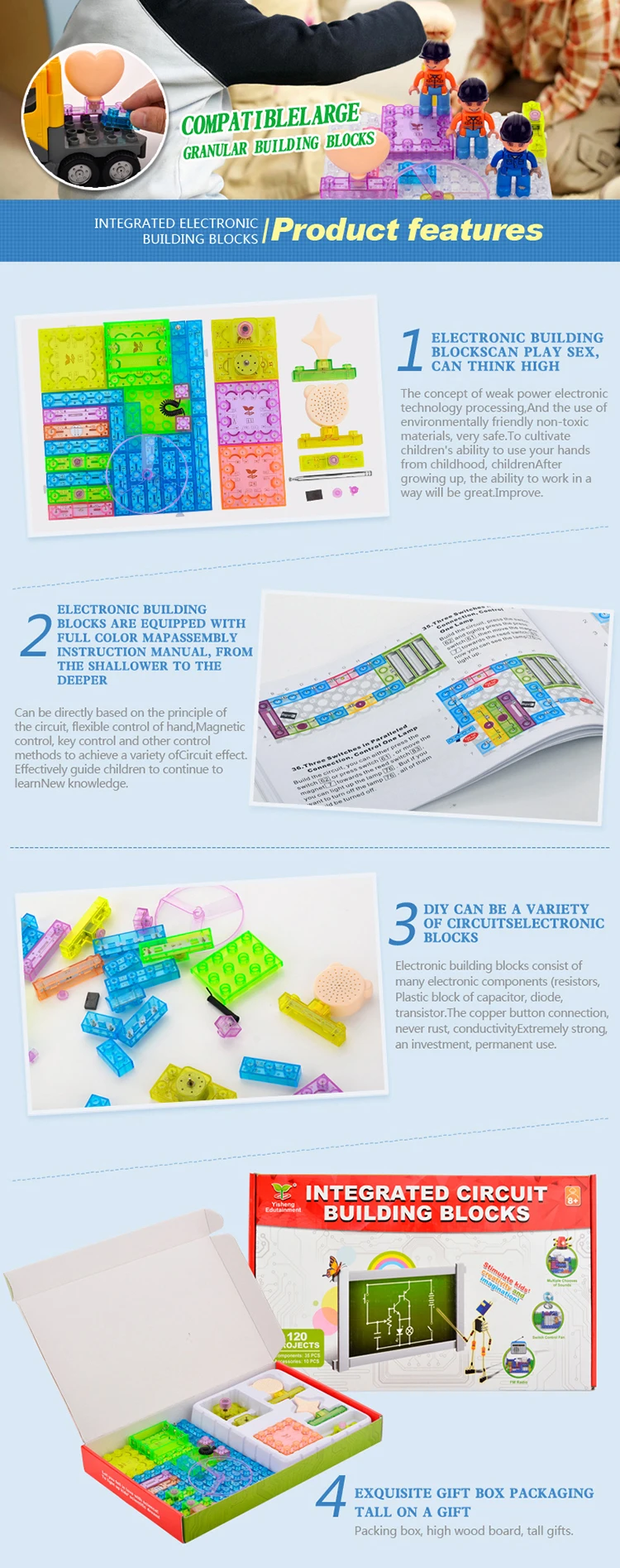 Teaching Toy Plastic Electronic Toy Connecting Blocks With Fm Radio