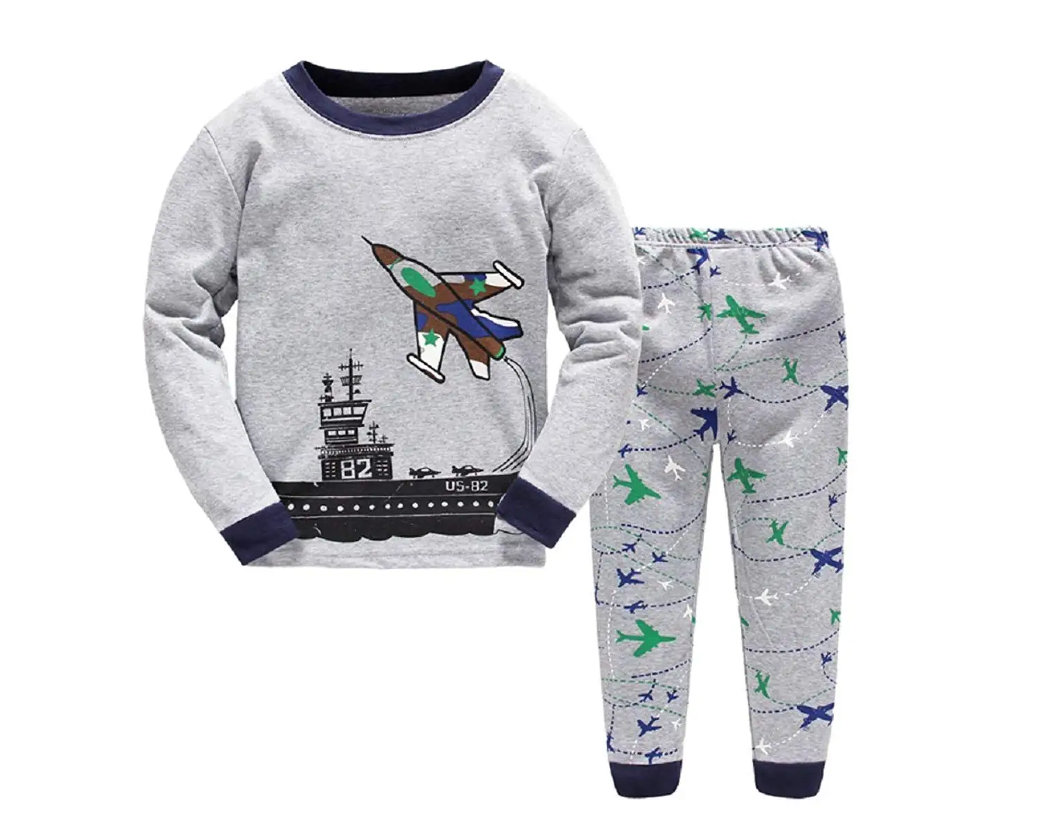 Toddler Baby Boy Dinosaur Pajamas 2 Piece Long Sleeve T-Shirt and Dino Pants Cotton Pjs Clothes Set