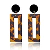 Kaimei korean fashion jewelry exaggerated fashion rectangle earrings leopard acetate tortoise acrylic dangle earrings women