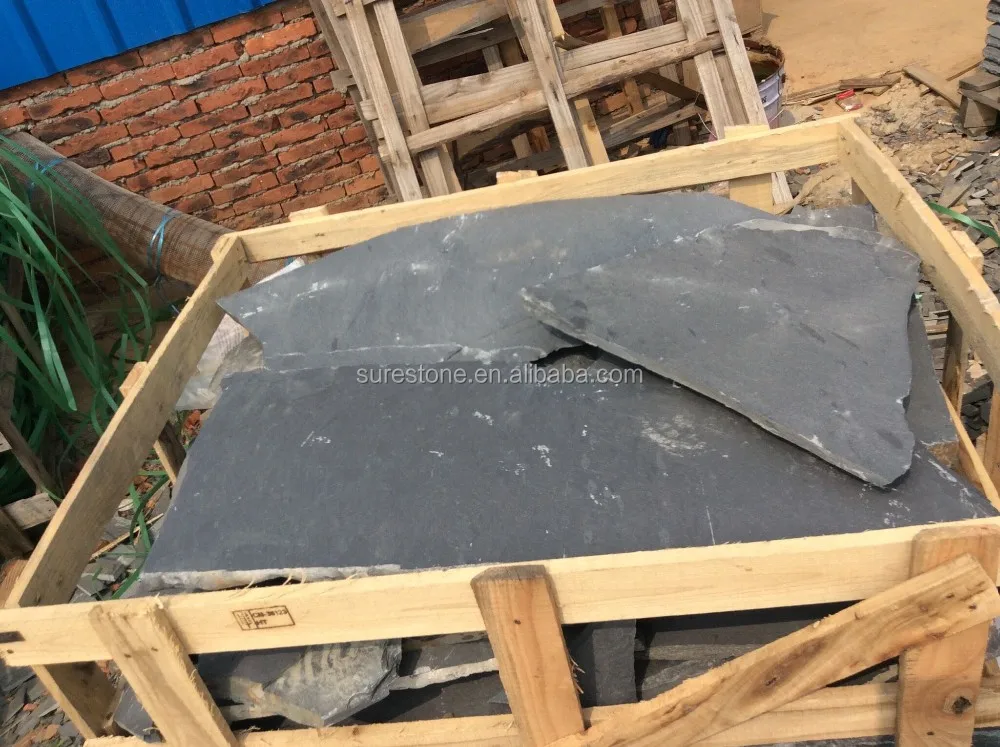 Irregular Uncut Natural Black Landscaping Slate Rock Stone For Wall And Floor Paving Tile Buy