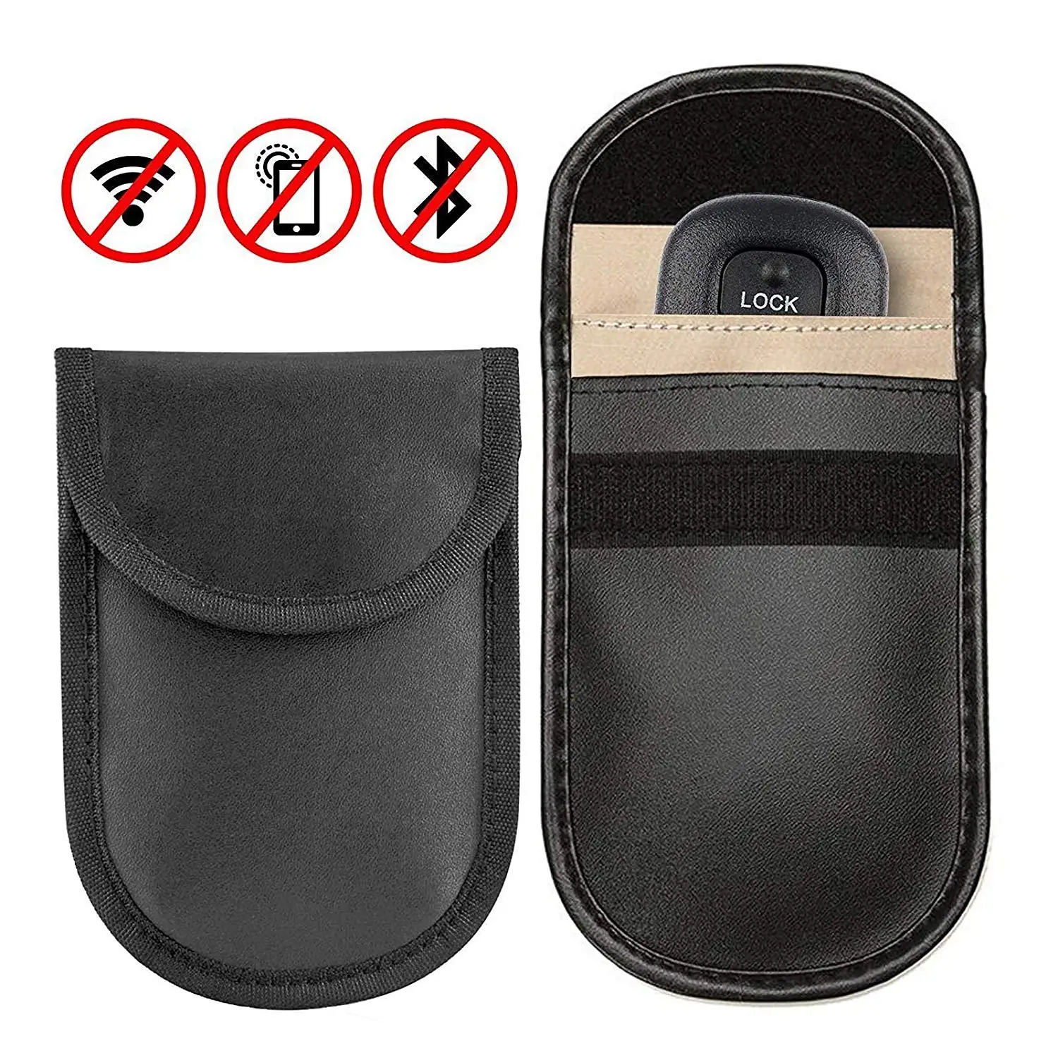 RFID Signal Blocking Keyless Entry Car Key Fob Pouches Universal Protection 2 Pieces Car Key Signal Blocking Pouch Anti Theft Fob Protector Pouch Block RFI//WiFi//GSM//LTE Black and Pink