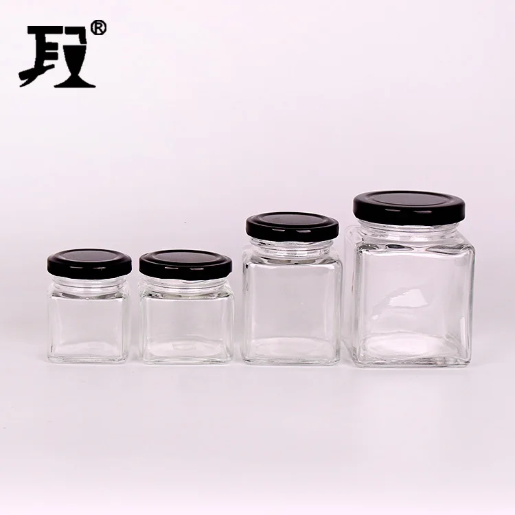 square glass honey jar cheap jam jars with metal lids