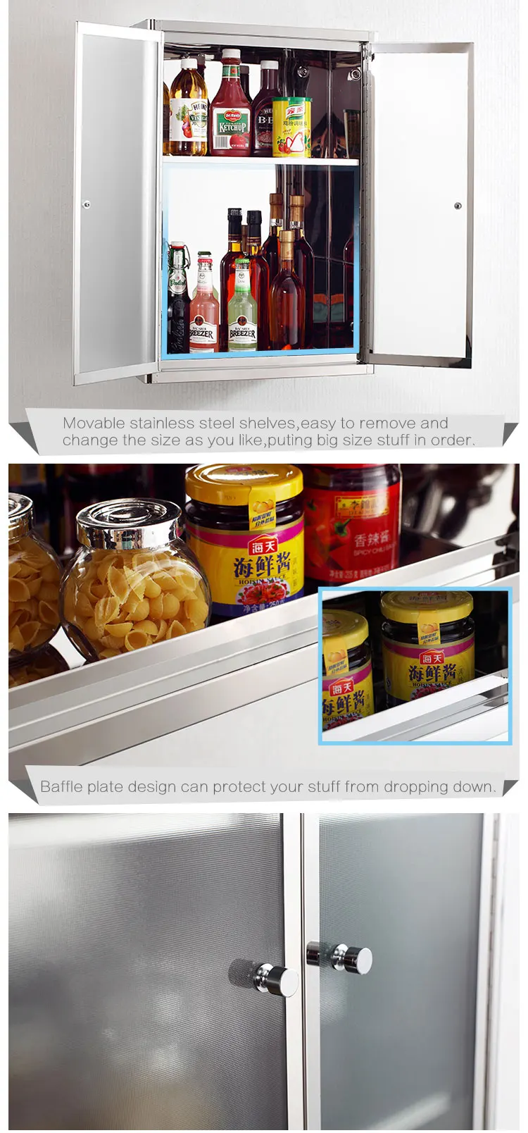 Modern Wall Mounted Kitchen Storage Stainless Steel Matte