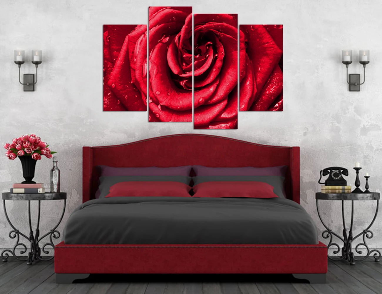 wall art digital download A close-up of a single red rose