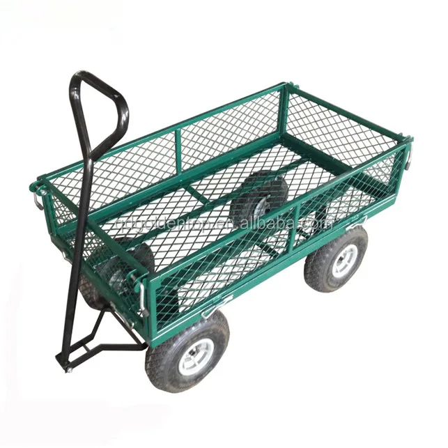 4 Wheel Steel Mesh Garden Cart Used Garden Wagon Cart Four Wheel
