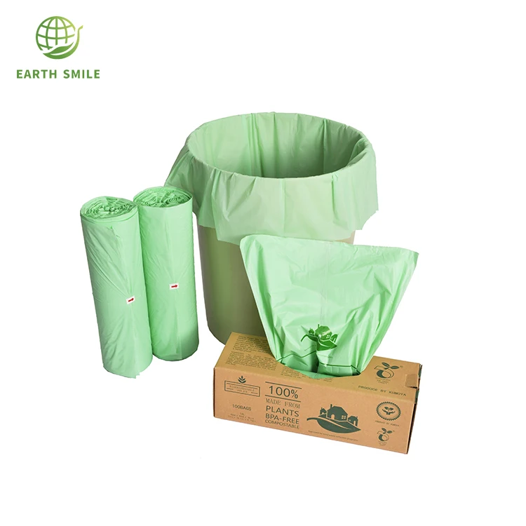 Bpi Recyclable Eco Friendly Plastic Bin Liner Bags Customizable Black Compostable Trash Bags Bio Degradable Bin Bags