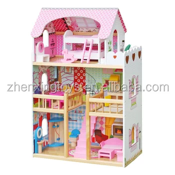 
Colorful MDF material three layers wooden kids doll house 