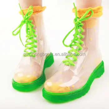 clear rain boots girl