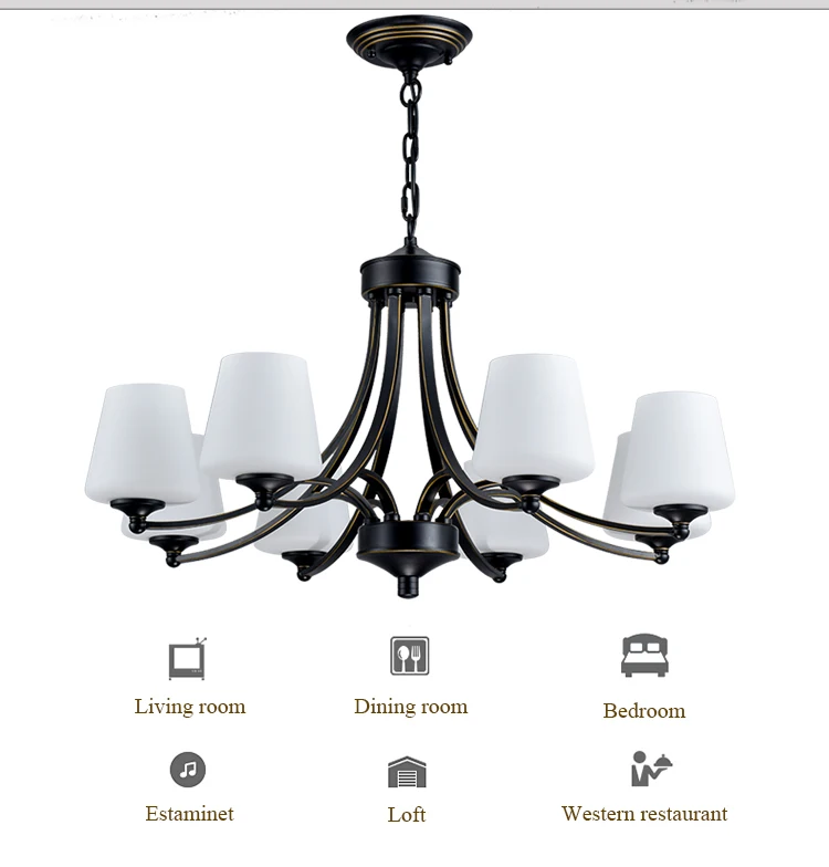 Elegant modern ceiling hanging E27 dining room bedroom lighting chandelier de table classic