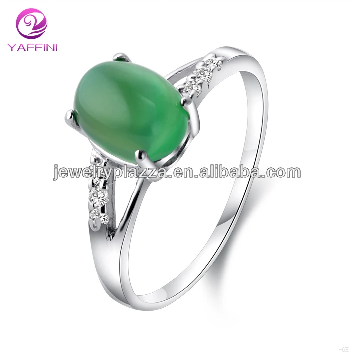 Warna hijau klasik batu permata cincin pertunangan untuk 