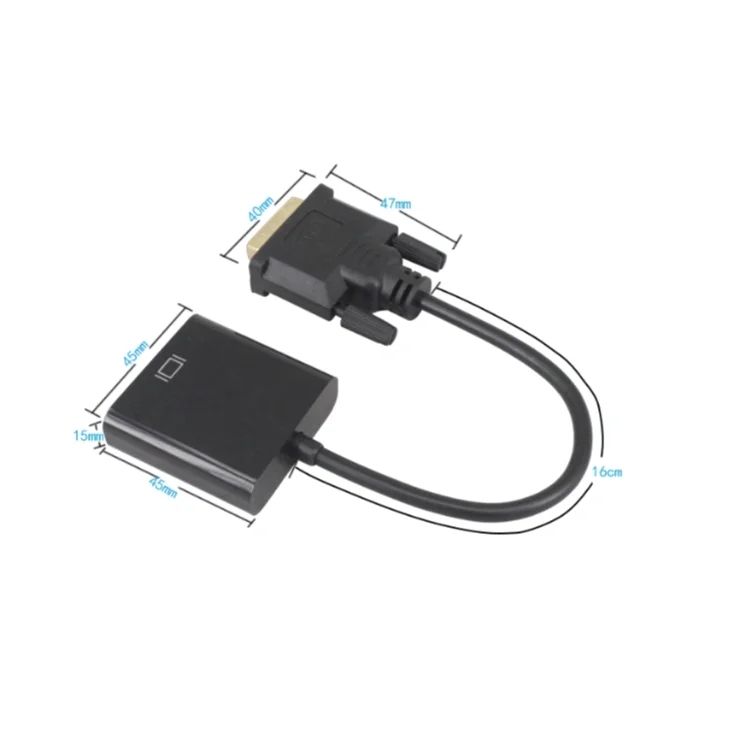 Support 1080P 24+1 Pin Male to VGA 15Pin Female Cable Video Converter for monitor dvi to vga Adapter