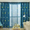 Best Sale Blue Planet Printed Window Voile Ring Panels Drapery Blackout Curtains For Kids Living Room Bedroom Home Decoration