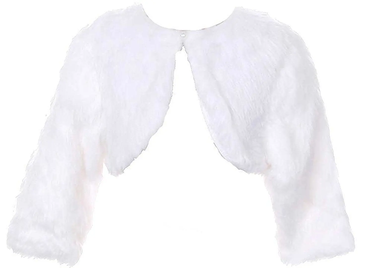 BluNight Collection Long Sleeve Collar Pearl Button Faux Fur Little Girl Bolero