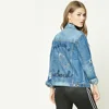 Distressed Graphic Womens Denim Jacket