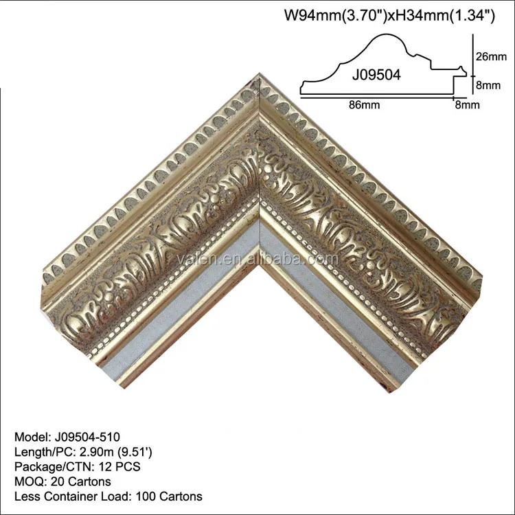 Hot Sell Gold Modern Decorative Plastic Oil Painting Frame Mouldings