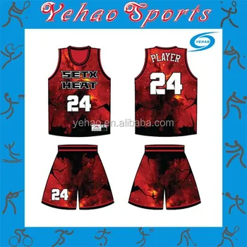 Red color basketball uniform design 
