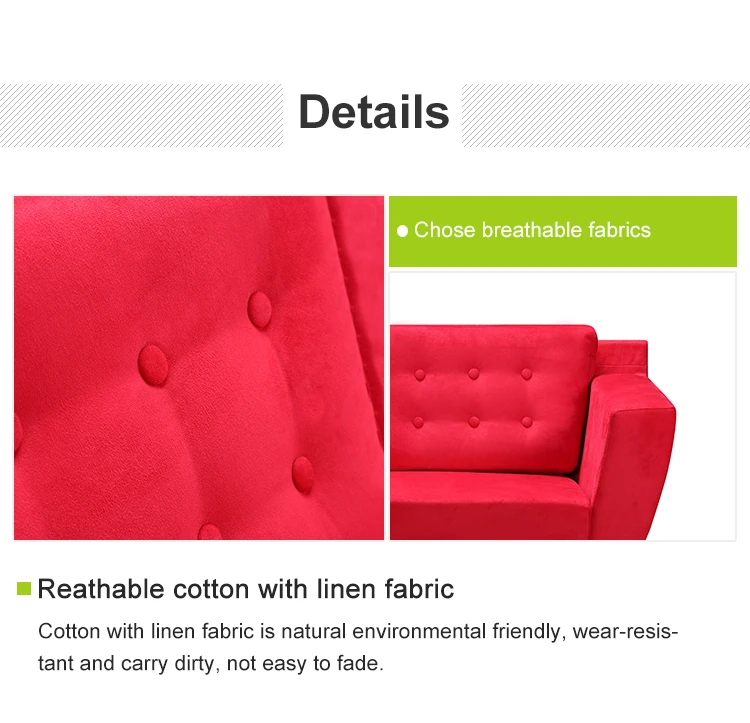 Modern popular design modern living room luxury red velvet fabric waiting sofa