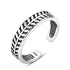 CZCITY Retro Leaf Design Sterling Silver Anniversary Rings for Women Beautiful Craft Simplicity Thai Silver Ring Jewelry