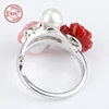 silver 925 new model ring ceramic flower ring sterling silver pearl ring settings