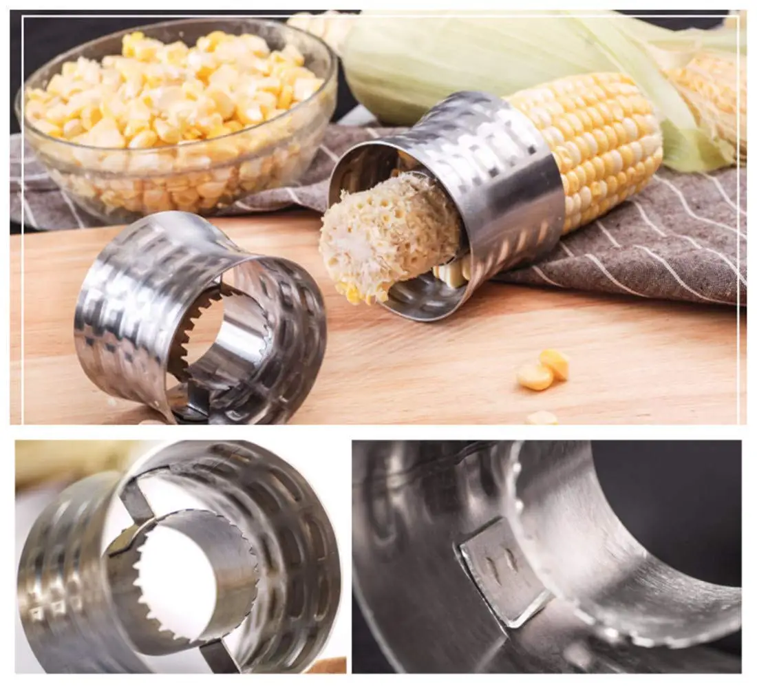 Corn Cutter Peeler Corn Cob Peeler,Striper,Removal,Slicer Stainless Steel Corn Stripping Tool with Non-Slip Grip