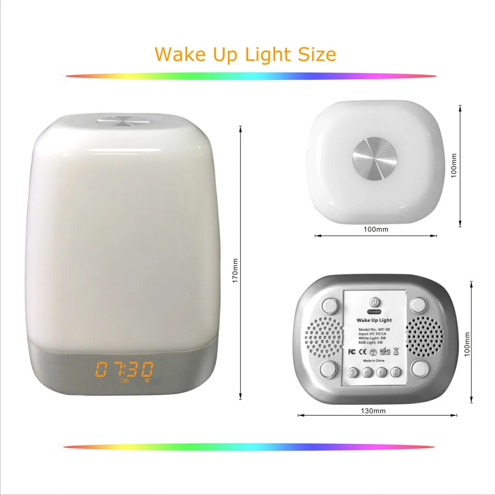 Wake Up Light With Sunrise Sunset Simulation Digital Mini Led Light