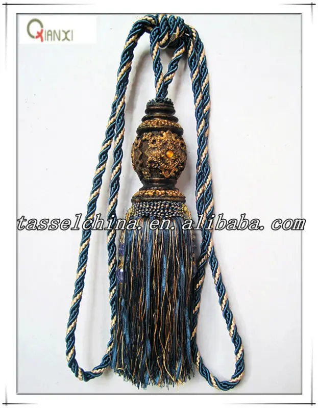 High Quality Curtain Tassel Tiebacks With Beads,Tieback Tassel Fringe