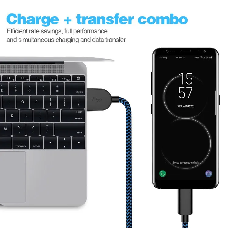 USB Type C Cable 3/6/6/10FT USB C date Cable Nylon Braided Type c charger cord Fast Charging - ANKUX.COM