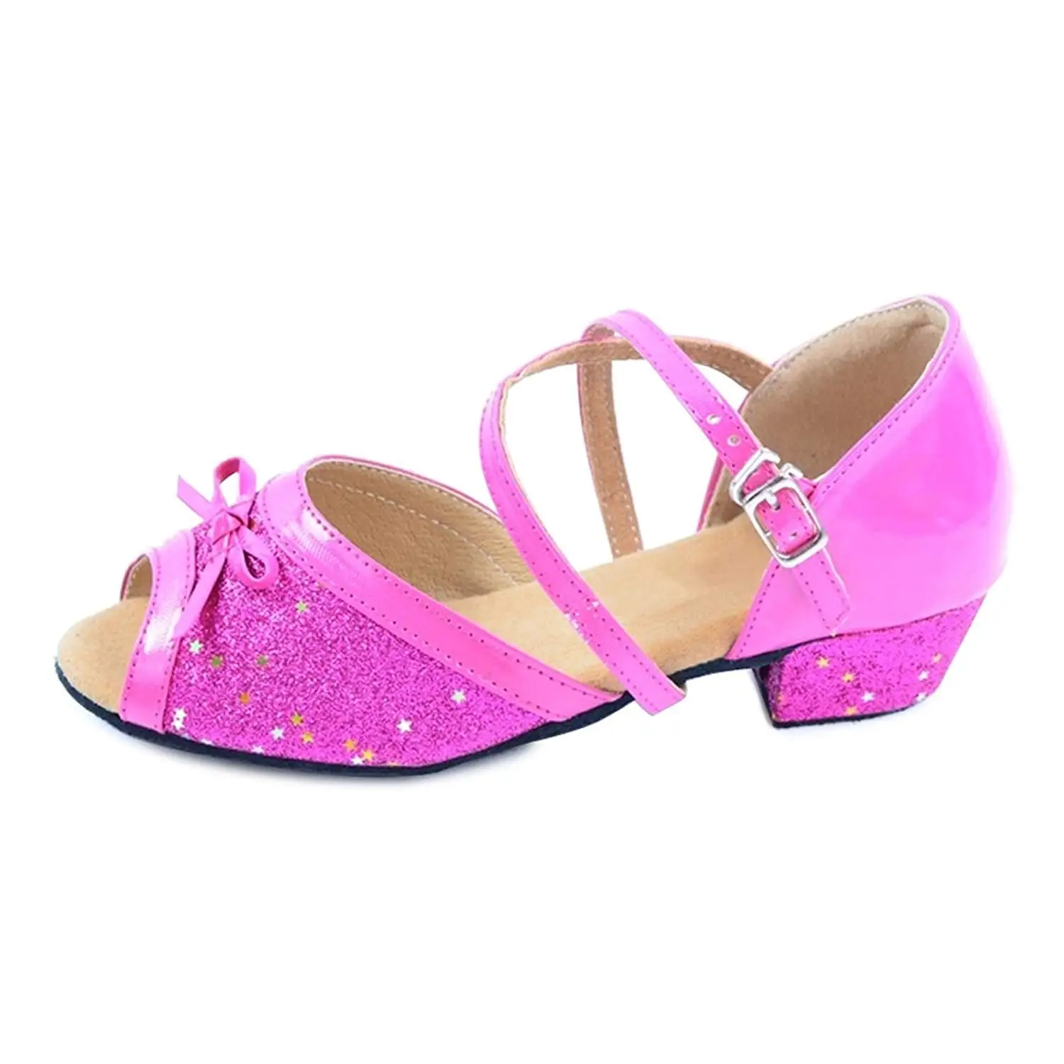 Bumud Kids Fashion Little Girls Glitter Pretty Party Dress Pumps Sandals 12 M US Little Kid, Pink