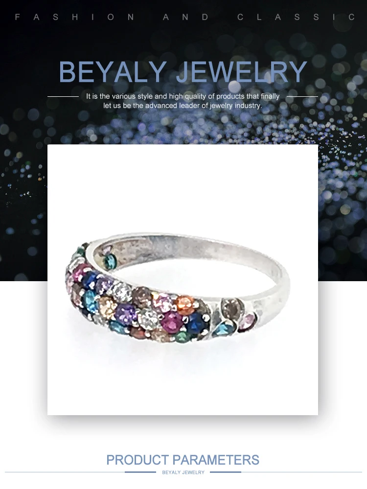 Fashion colorful cz silver cock ring engagement ring