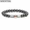 Wholesale fashion jewelry charm men 8mm Wavy hematite natural stone beads bracelet for women