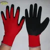 13 gauge polyester palm coated crinkle black latex gloves for Poland Peru
