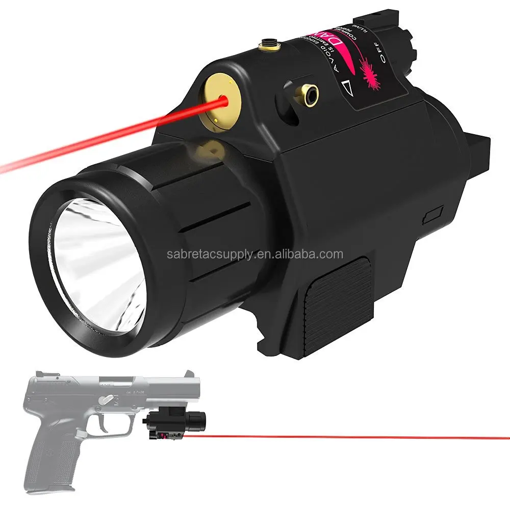 Tactical Led Flashlight Red Dot Laser Picatinny Rail Mounted Laser And