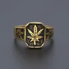 Jewelry gold plated Maple leaf theme Ring PVD MEN'Natural theme leaf shape jewelry ring for men Hip hop leaf theme ring for men