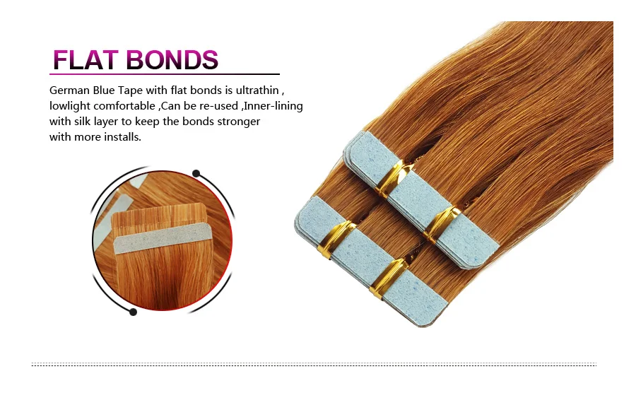 Darling Hair Weaving Topper Human Hair Skin Weft Pu Glue Tape Hair