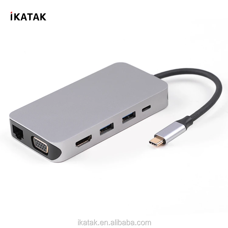10 in 1 High Quality 4K HDMI VGA Ethernet PD Charging USB3.0 Multi Docking USB C Hub Adapter