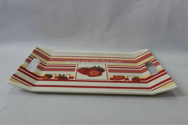 melamine tray with two handle food safa strawberry printing