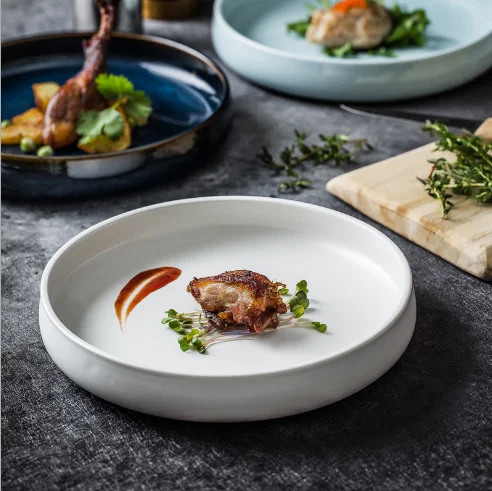 Nordic creative ceramic tableware hat shape soup plate western spaghetti black and white plates