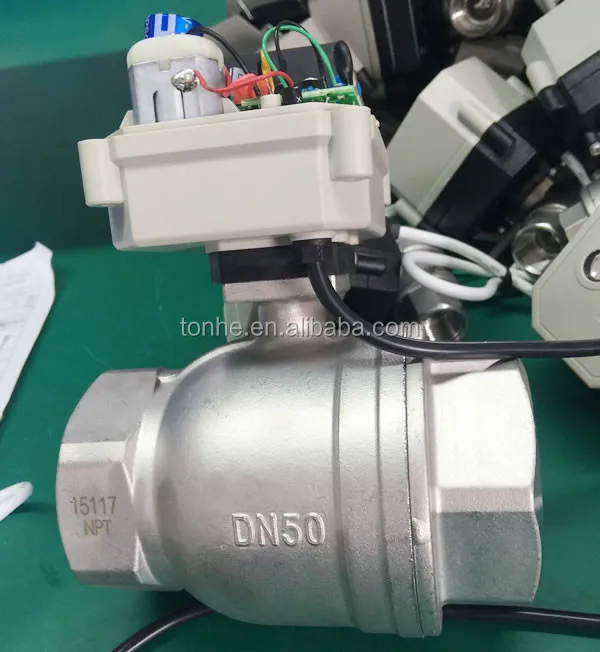 DN50 2 inch 2 way DC12/24V SS304 stainless steel electric control motorized ball valve
