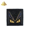 Trend Customized Vendor Bullion Wire Hand Embroidery Black Square Monster Patches
