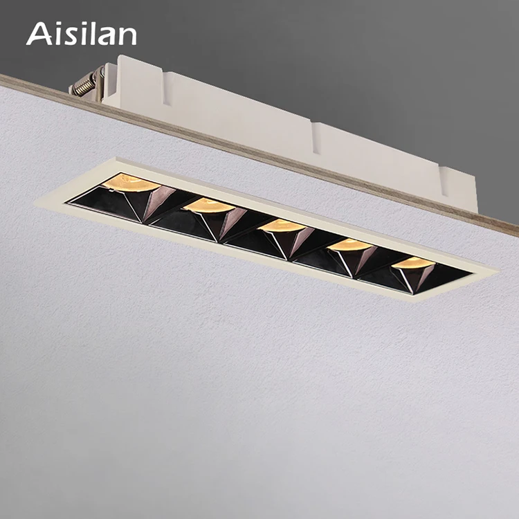 Aisilan Modern Hotel Office bar Square Recessed COB LED Linear LED Spotlights Grille down Light
