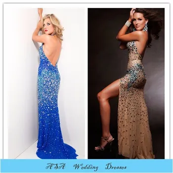 Blue and Gold Prom Dress