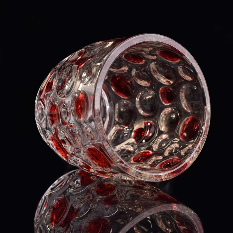 Wholesales red dotted glass candle jars home decoration