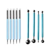 Yiwu Bobao Acrylic Rod Silicone Point Flower Double Head Nail Pen Stainless Steel Bead Pen Bar 9 Piece Nail Art Clay Tool Set