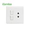 UK 2 Gang Wall Switches And 2 Pin Multi-Function Wall Socket Outlet