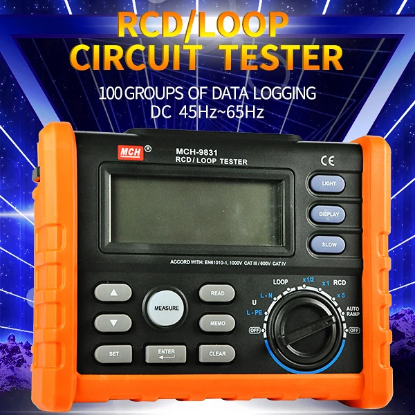 MCH9831 Circuit Testers, RCD/Loop Tester, DC, 45Hz65Hz, 100 groups of