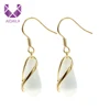 AIDAILA Japanese Style Elegant Women Gold Spiral Water Drop Shape Opal Hook Earrings