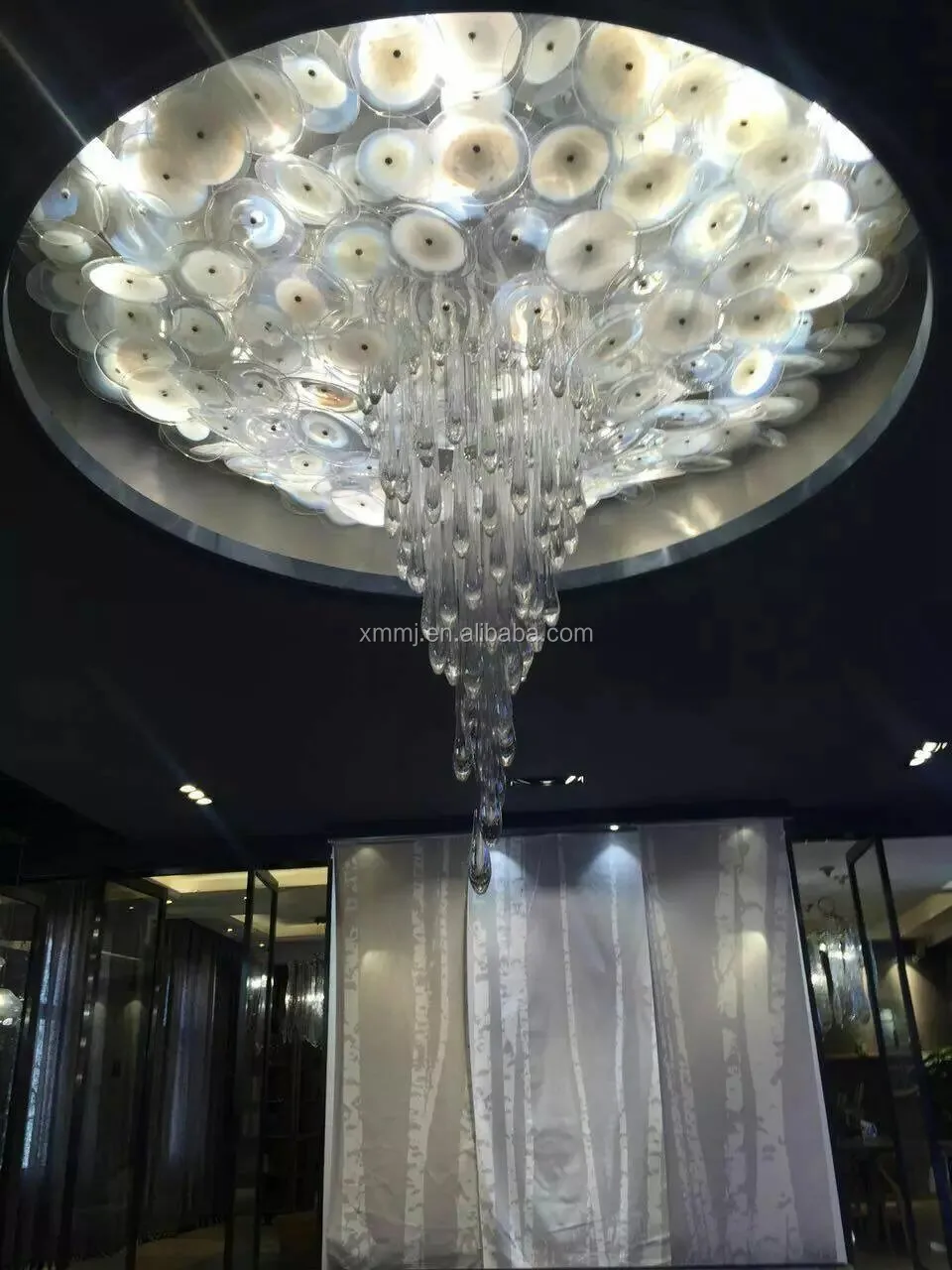 Luxury White Murano Glass Plates Chandelier For Home Or Hotel