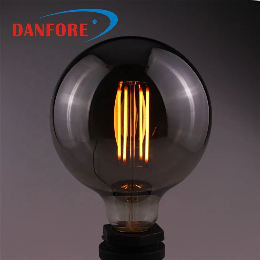 ETL listed G125 filament lamps dark grey Dimmable E27 LED bulb light