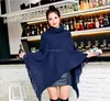 2018 Fashion designer Korean solid beige tassels winter girls knitted stripes braid acrylic cozy crochet poncho cape with collar