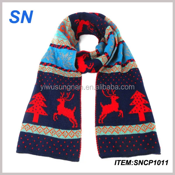 Newest Design Fashion Custom Knitted Christmas Scarves Buy Christmas